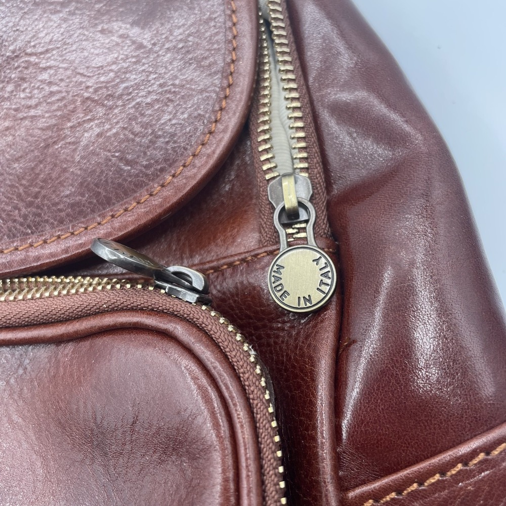 Vera Pelle Backpack Womens Dark Brown Genuine Leather Adjustable Shoulder Strap - Picture 7 of 16